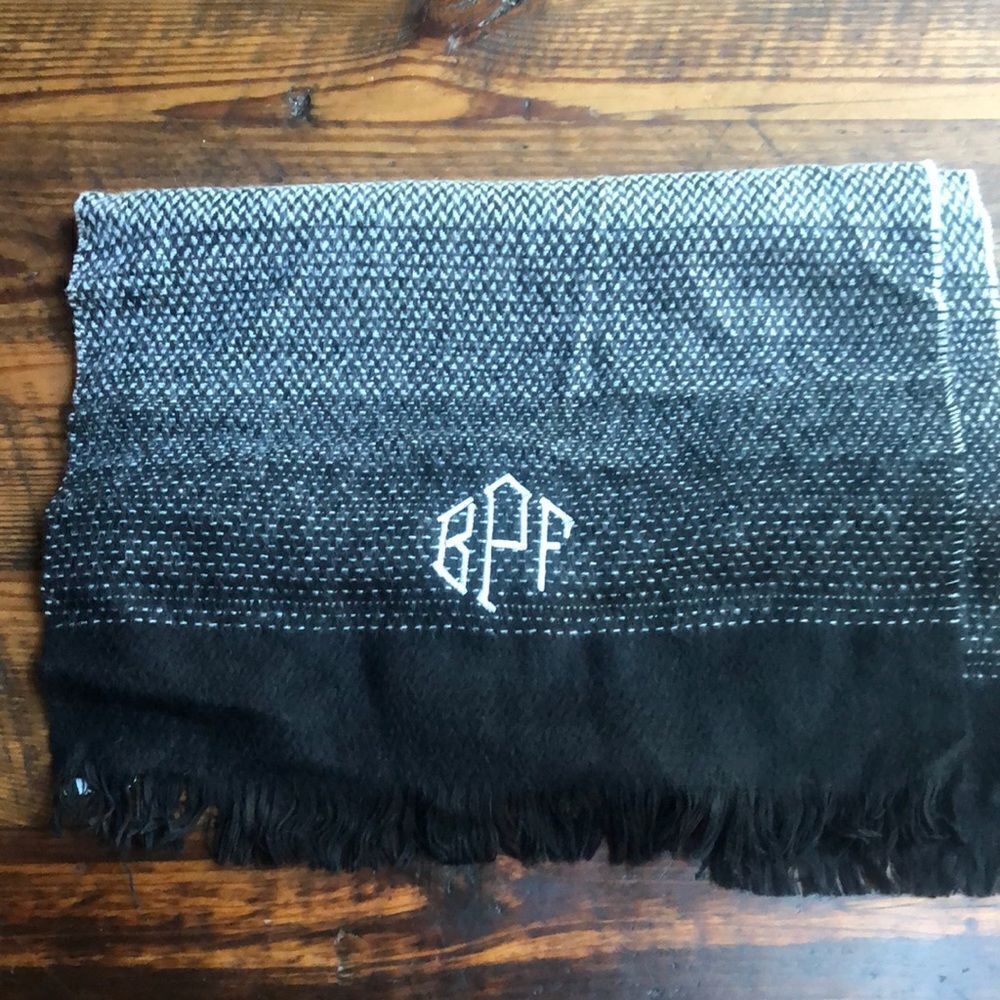 Large scarf in Black and Gray initials BFP